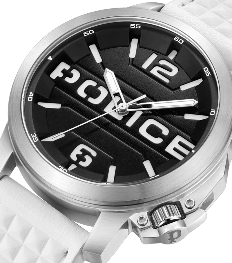 Police Automated PEWJD0021704 Herrenuhr Weiß • Kronenschutz • Hintergrundbeleuchtung