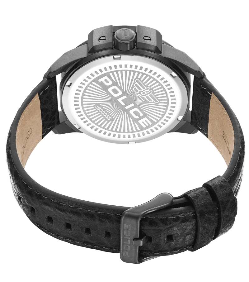 Police Underlined PEWJB0005603 Herrenuhr Schwarz • Lederarmband • Datum-Anzeige