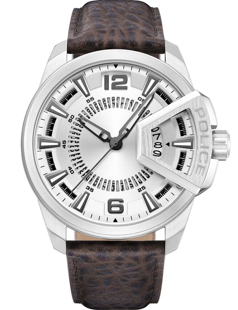 Police Underlined PEWJB0005601 Herrenuhr Silber • Mineralglas • Quarzwerk mit Datum