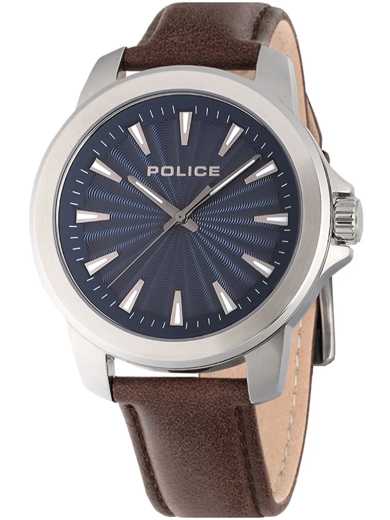 Police Mensor PEWJA2207803 Herrenuhr Blau • Lederarmband Braun • Quarzwerk