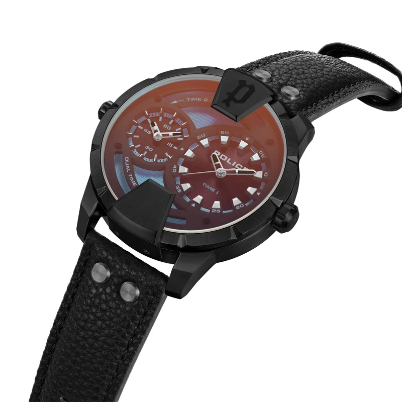 Police Huntley PEWJA0022001 Herrenuhr Schwarz • Dualzeit • Mineralglas