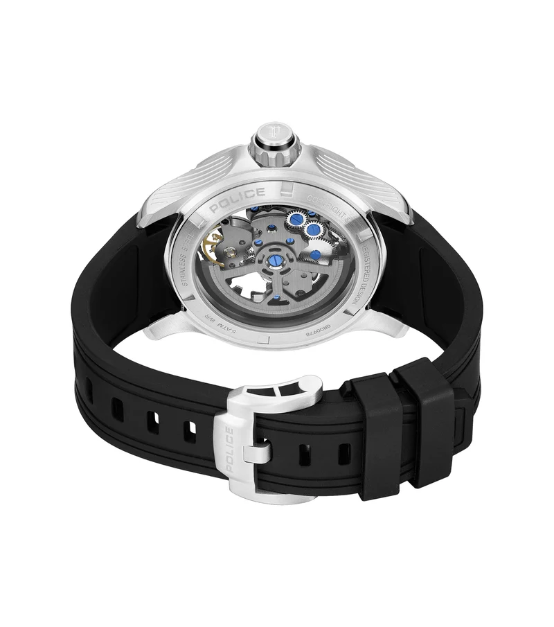 Police Spirit PEWGR0097801 Herrenuhr Schwarz • Automatikwerk • Skelett-Zifferblatt
