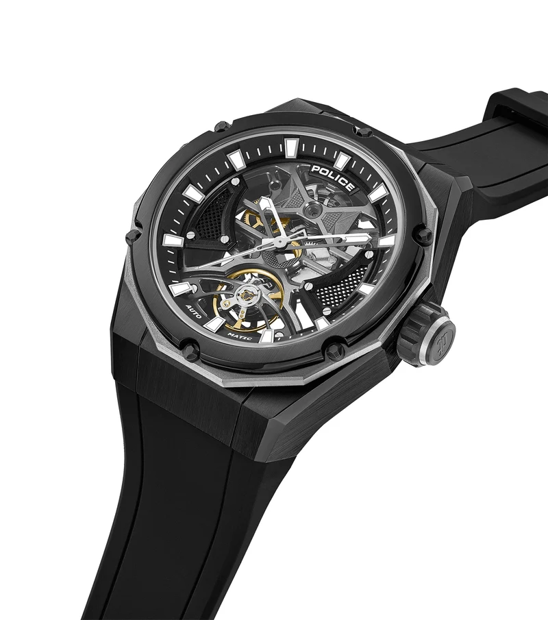 Police Dayton PEWGR0082301 Herrenuhr Schwarz • Automatikwerk • Sichtbarer Mechanismus