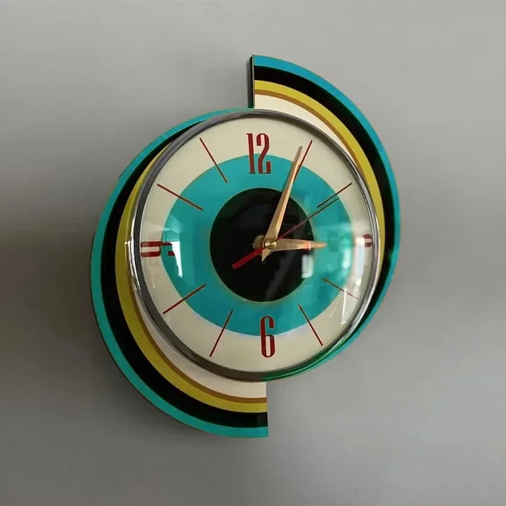 Handgemaakte Wandklok 40x40 cm Retro Woonkamer Stil Uurwerk Stralen Design Decoratief Batterij Modern | Sansoti