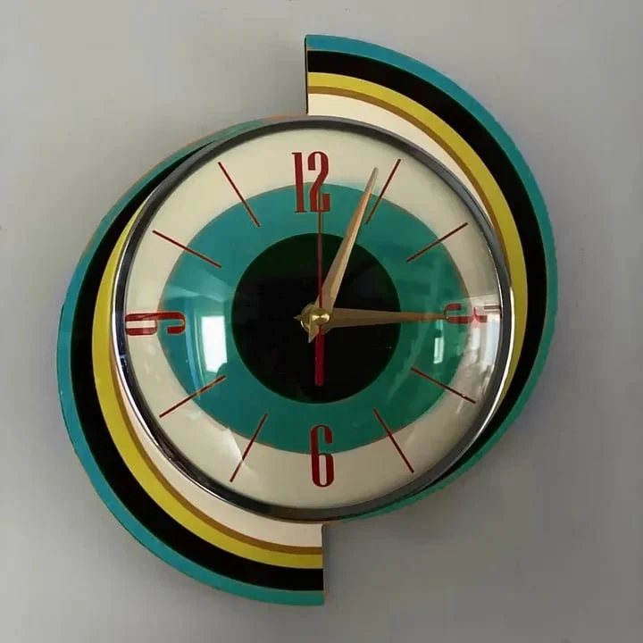 Handgemaakte Wandklok 40x40 cm Retro Woonkamer Stil Uurwerk Stralen Design Decoratief Batterij Modern | Sansoti