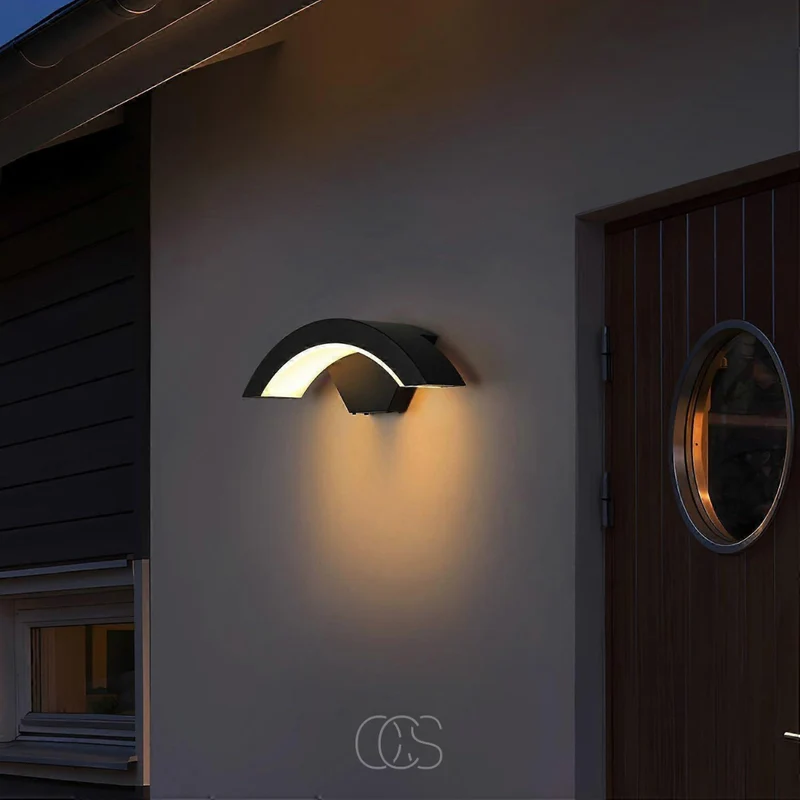 Buitenlamp met Bewegingssensor Zwart Halfrond Design IP65 Wandverlichting voor Gevel Voordeur Terras Tuin | Sansoti