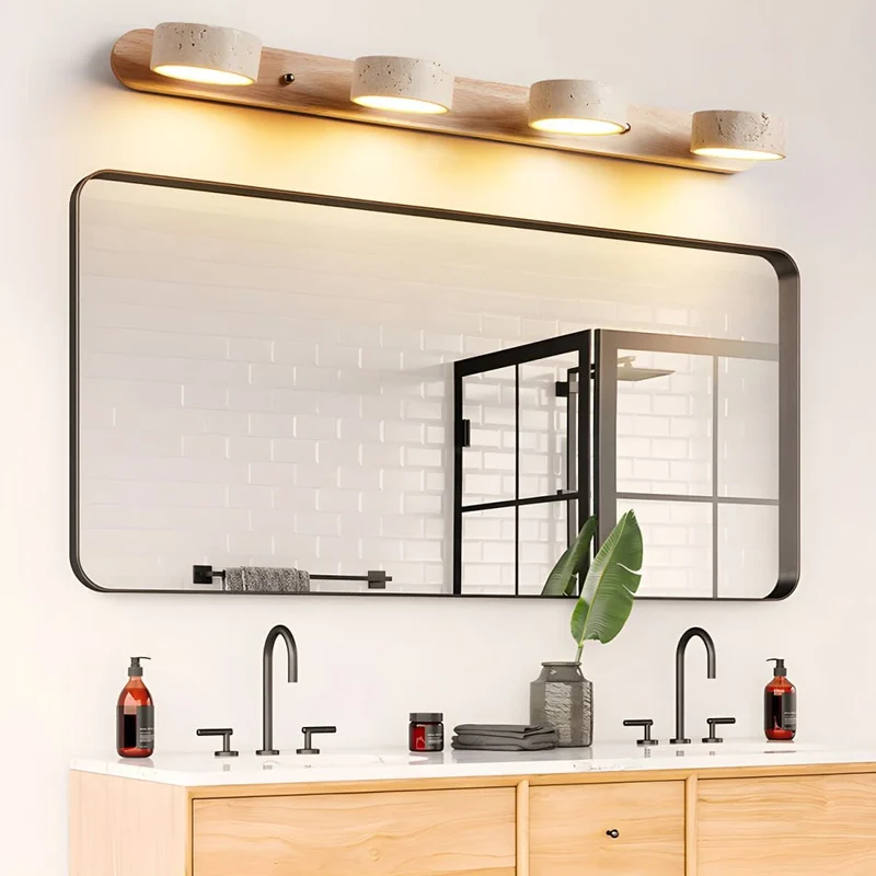 LED Wandlamp Travertijn Natuursteen met Houtaccent Warm Licht Architectonisch Sfeerverlichting Modern | Sansoti