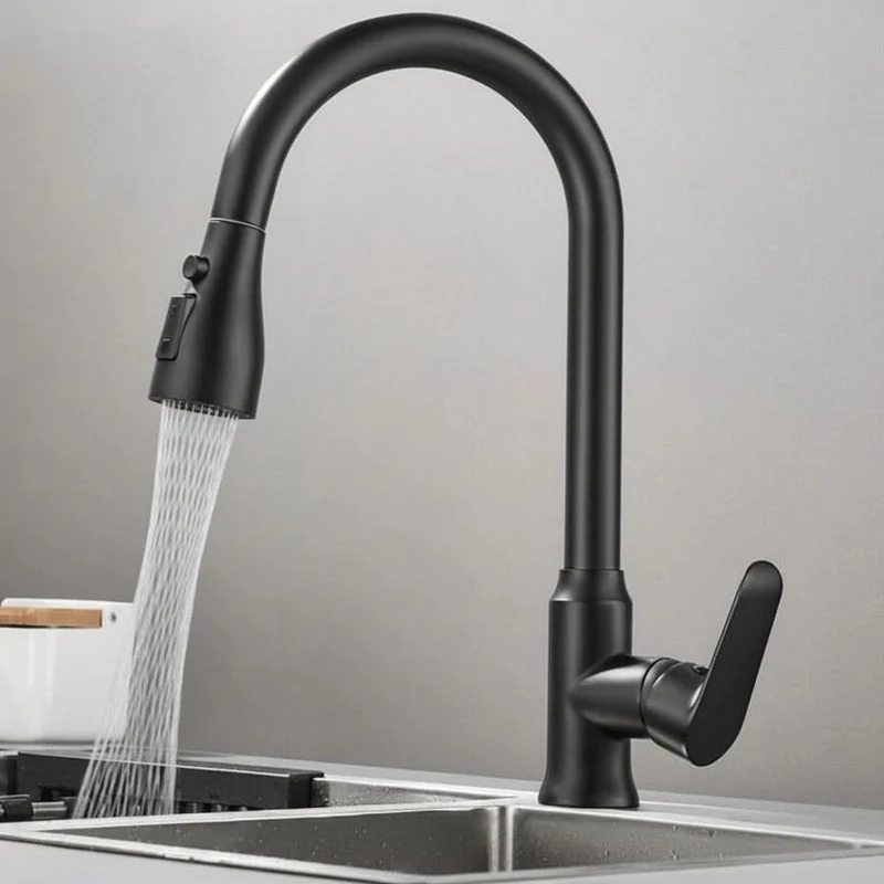 Uittrekbare Keukenkraan met Flexibele Douchekop 360° Rotatie RVS Mengkraan voor Spoelbak Keuken Wasbak | Sansoti