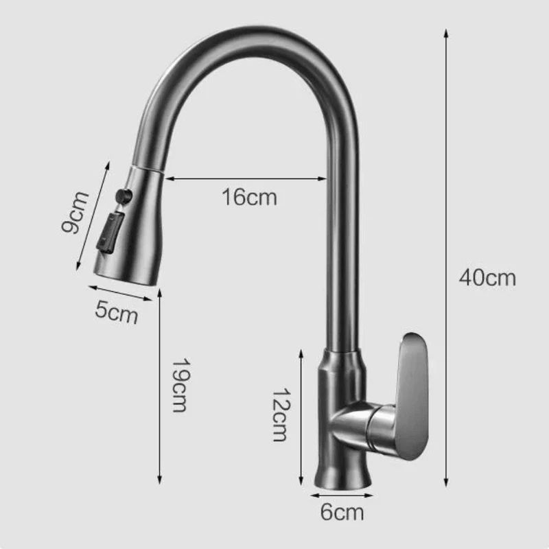 Uittrekbare Keukenkraan met Flexibele Douchekop 360° Rotatie RVS Mengkraan voor Spoelbak Keuken Wasbak | Sansoti