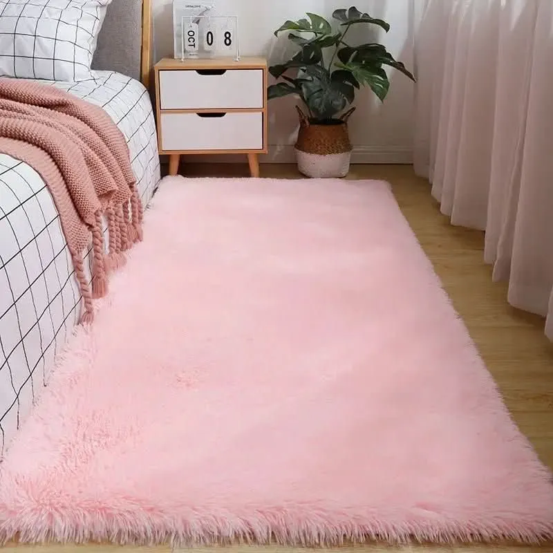 Zacht Hoogpolig Vloerkleed voor Woonkamer Slaapkamer Lounge Modern Decoratief Wollig Tapijt Antislip | Sansoti
