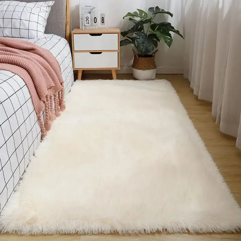 Zacht Hoogpolig Vloerkleed voor Woonkamer Slaapkamer Lounge Modern Decoratief Wollig Tapijt Antislip | Sansoti