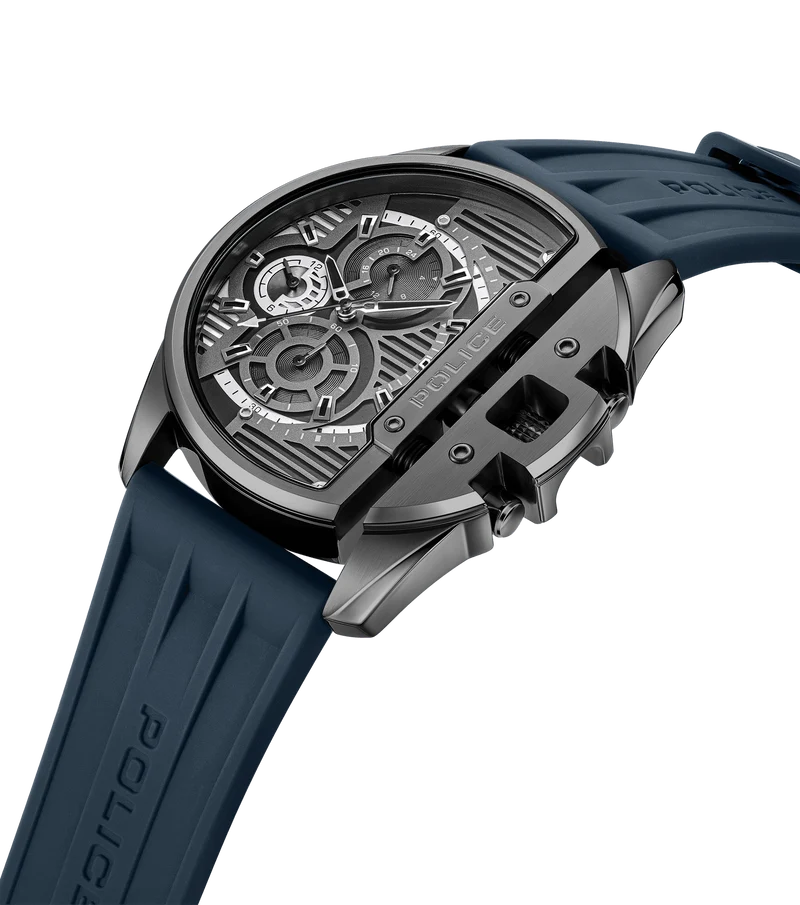 Police Daintree PEWGQ2203604 Herrenuhr Blau • Multifunction • Blaues Silikonarmband