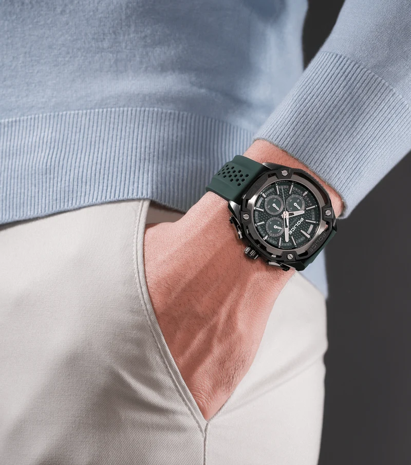 Police Centurian PEWGQ0093202 Herrenuhr Grün • Quarz-Chronograph • 5 ATM Wasserdicht
