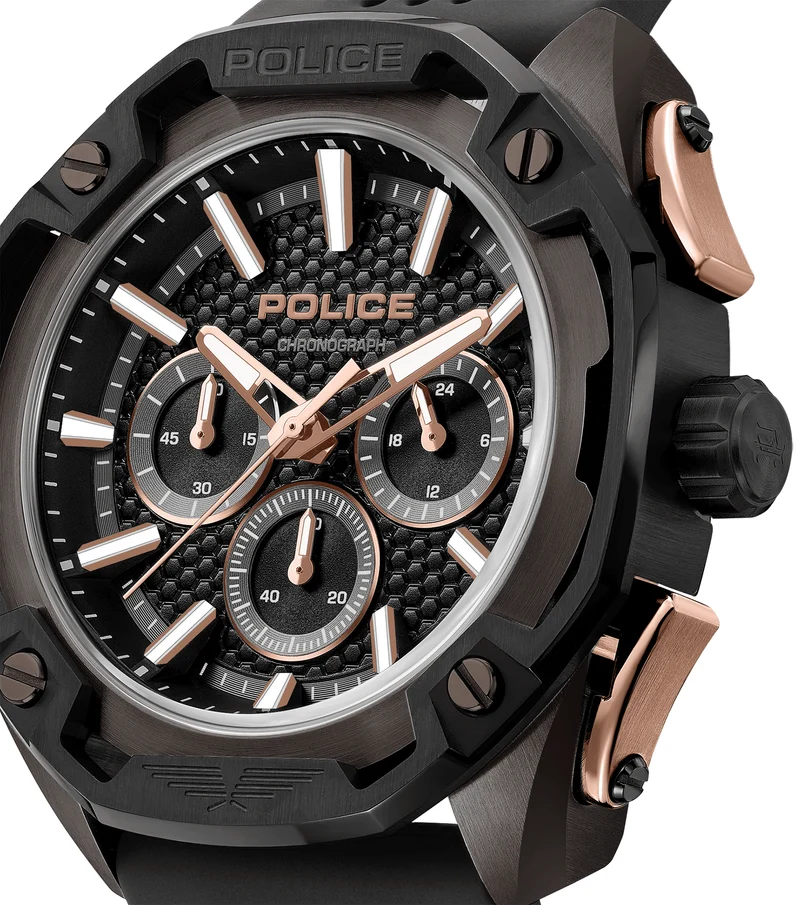 Police Centurian PEWGQ0093201 Herrenuhr Schwarz • Chronograph • Edelstahlgehäuse