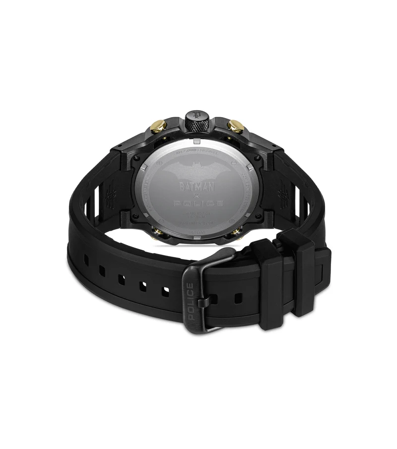 Police Crusader PEWGQ0089902-SET Herrenuhr Schwarz • Multifunktions-Chronograph • Batman-Edition mit Batarang Armband