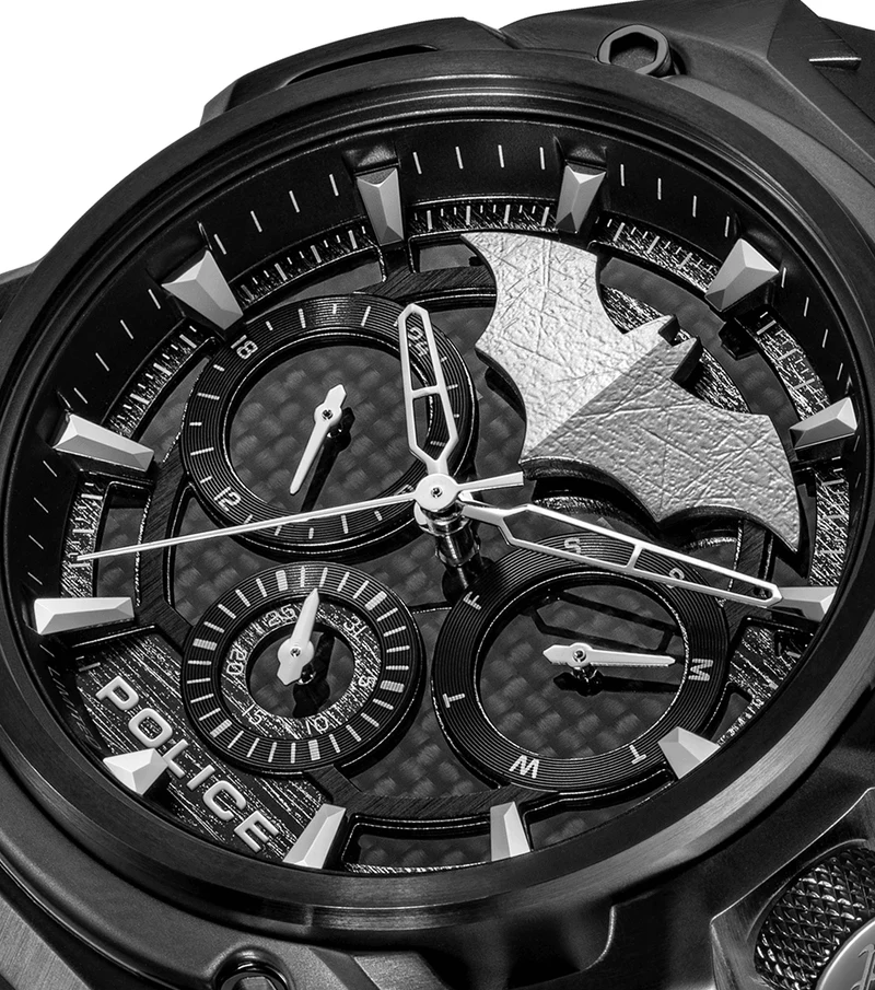 Police Crusader PEWGQ0089901-SET Herrenuhr Schwarz • Batman Multifunction-Chronograph • Silikonarmband