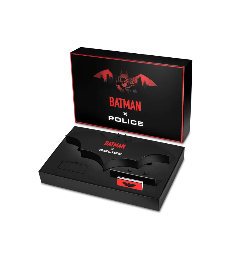 Police Crusader PEWGQ0089901-SET Herrenuhr Schwarz • Batman Multifunction-Chronograph • Silikonarmband