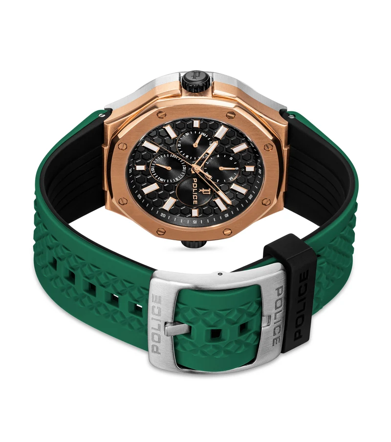Police DUAL PEWGQ0081902 Herrenuhr Mehrfarbig • Zwei Zifferblätter • Roségold-IP-Beschichtung