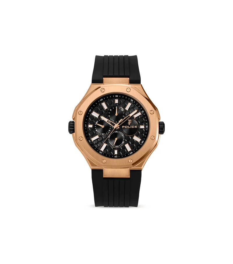 Police DUAL PEWGQ0081902 Herrenuhr Mehrfarbig • Zwei Zifferblätter • Roségold-IP-Beschichtung