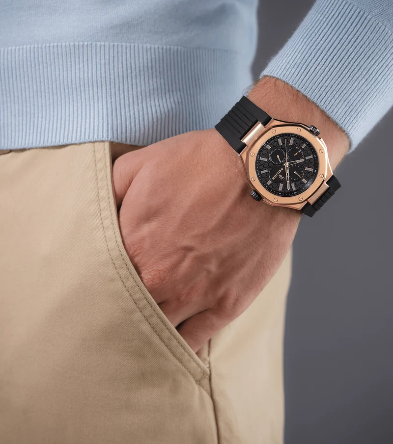Police DUAL PEWGQ0081902 Herrenuhr Mehrfarbig • Zwei Zifferblätter • Roségold-IP-Beschichtung