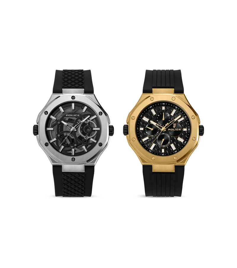 Police DUAL PEWGQ0081901 Herrenuhr Schwarz • Zwei Zifferblätter • Multifunktion