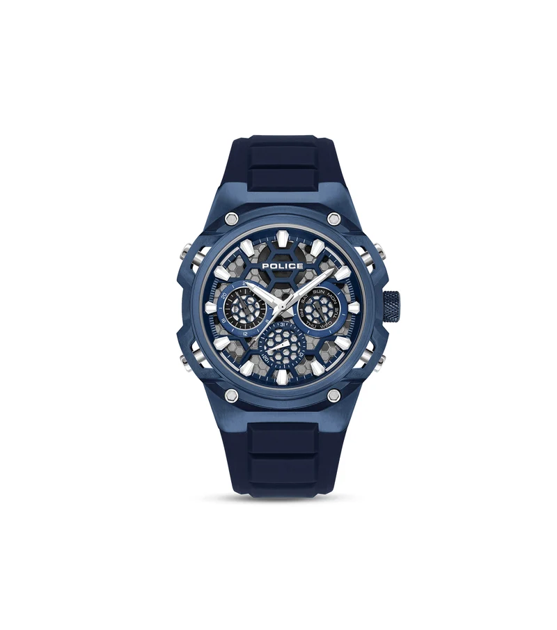 Police Challenger PEWGQ0071903 Herrenuhr Blau • Multifunktionswerk • Ionenbeschichtetes Gehäuse