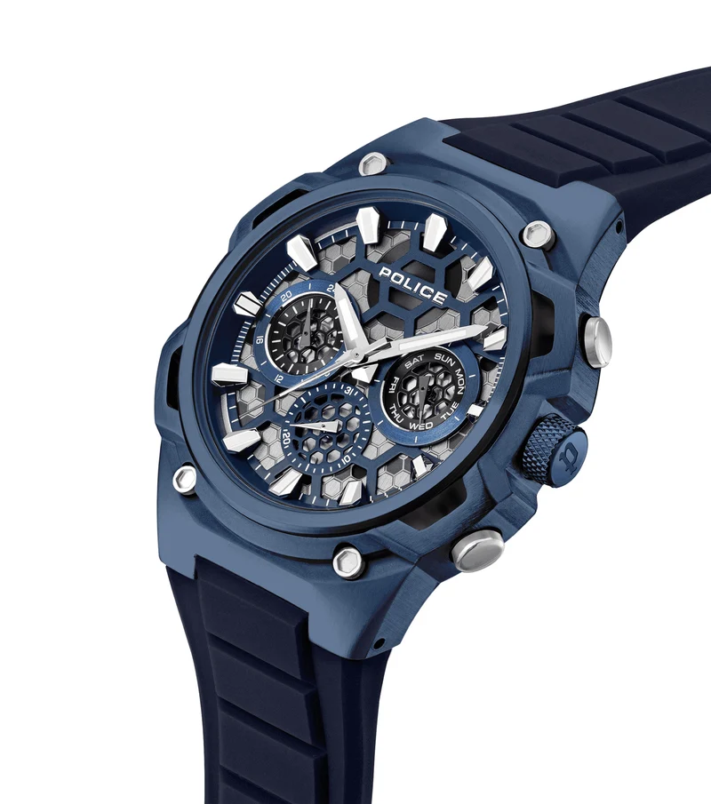 Police Challenger PEWGQ0071903 Herrenuhr Blau • Multifunktionswerk • Ionenbeschichtetes Gehäuse