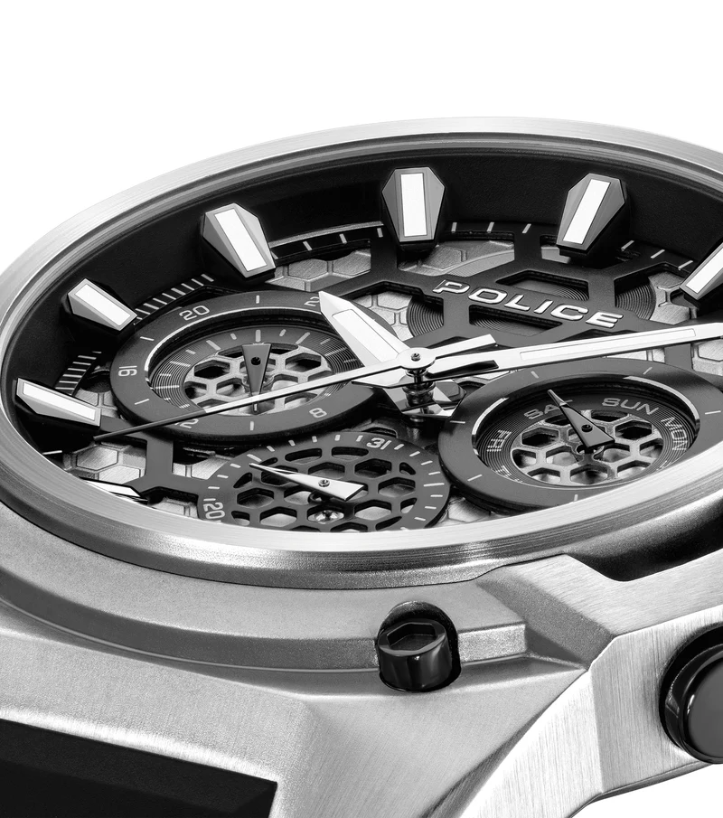 Police Challenger PEWGQ0071902 Herrenuhr Schwarz • Multifunktionswerk • Wochentag- und Datumsanzeige