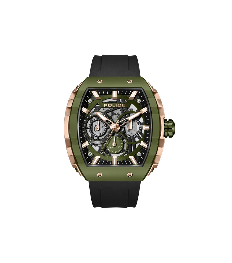 Police Flash PEWGQ0063003 Herrenuhr Schwarz • Multifunktionswerk • Ionenplattiertes Bronzegehäuse