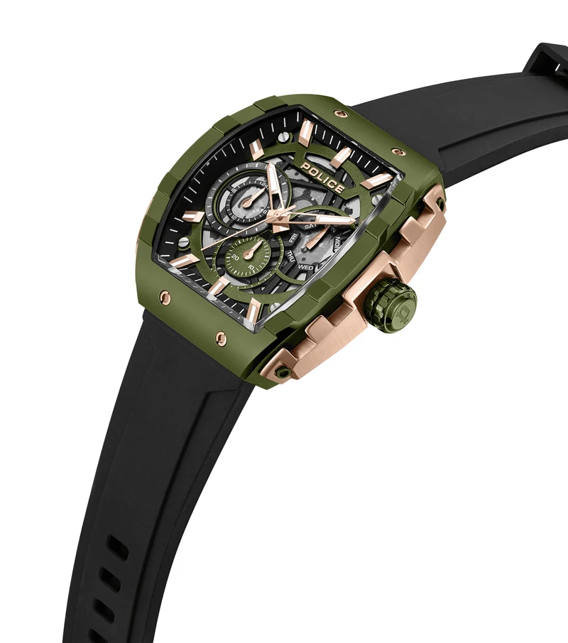 Police Flash PEWGQ0063003 Herrenuhr Schwarz • Multifunktionswerk • Ionenplattiertes Bronzegehäuse