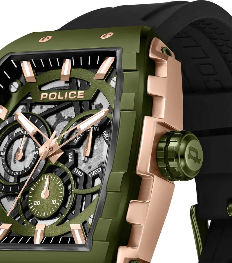 Police Flash PEWGQ0063003 Herrenuhr Schwarz • Multifunktionswerk • Ionenplattiertes Bronzegehäuse