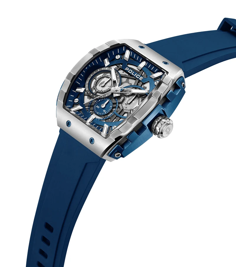 Police Flash PEWGQ0063002 Herrenuhr Blau • Multifunktions-Display • Industrielles Design