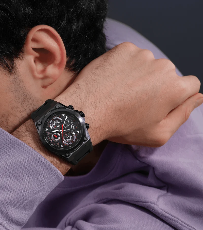 Police Sonic PEWGQ0054303 Herrenuhr Schwarz • Multifunktionswerk • Skelettiertes Zifferblatt