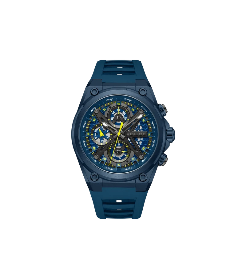 Police Sonic PEWGQ0054302 Herrenuhr Blau • Multifunktionswerk • Silikon-Armband