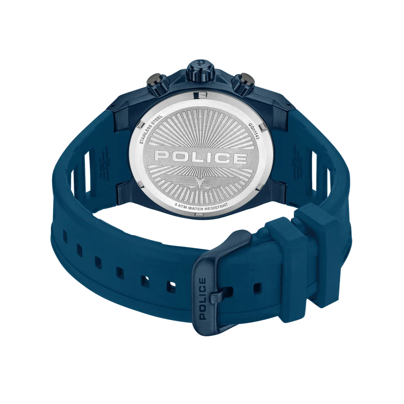 Police Sonic PEWGQ0054302 Herrenuhr Blau • Multifunktionswerk • Silikon-Armband