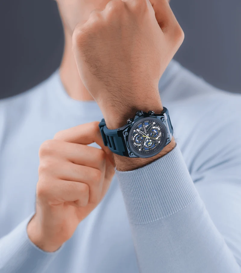Police Sonic PEWGQ0054302 Herrenuhr Blau • Multifunktionswerk • Silikon-Armband
