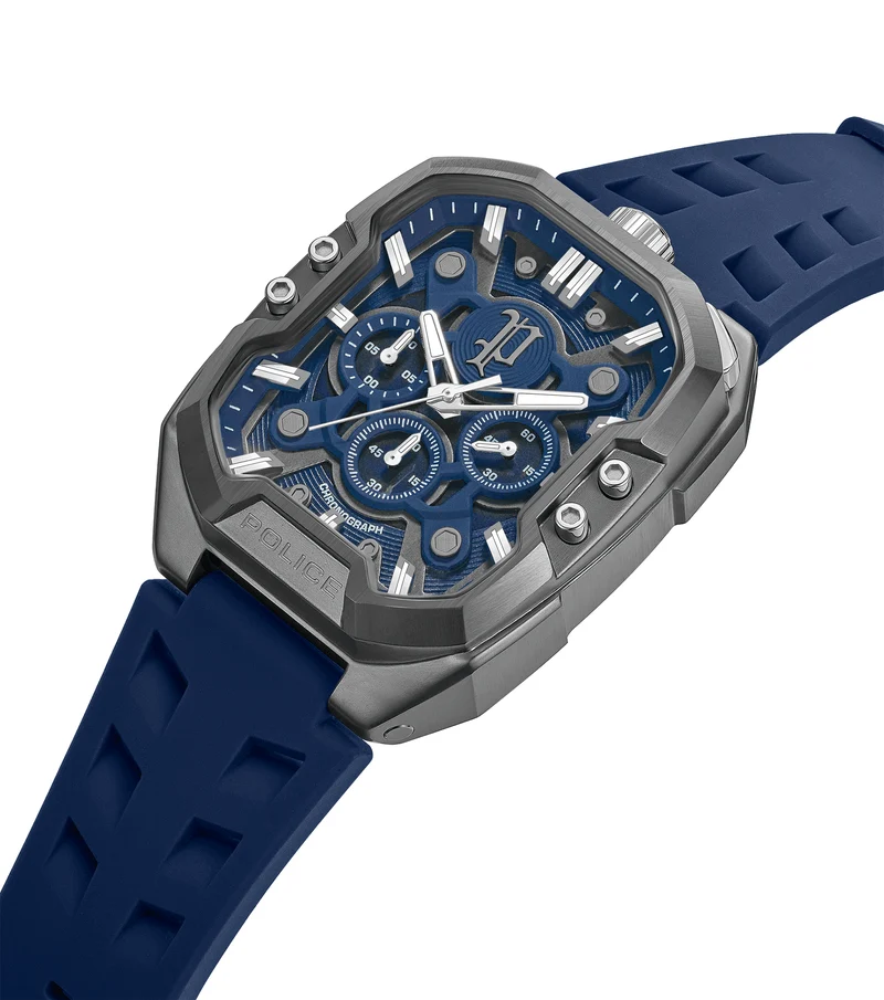 Police Bullhead PEWGO0092205 Herrenuhr Blau • Mineralglaskuppel • Multifunktionswerk