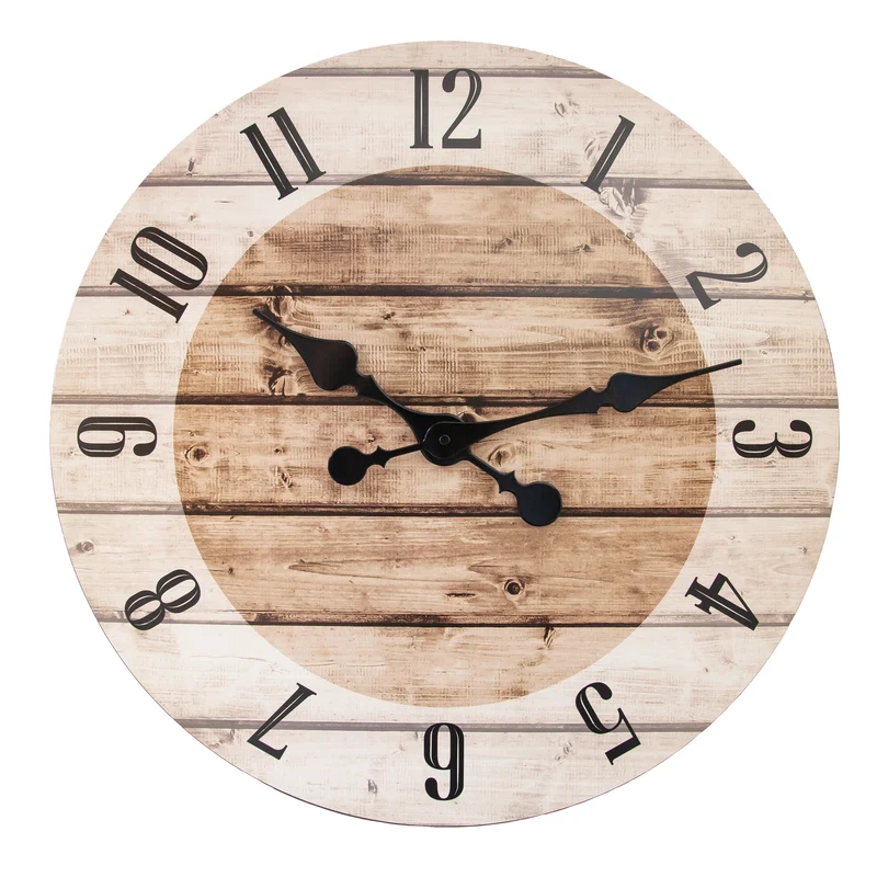 Wall clock-55 cm-Wood-Brown-'Nadir'