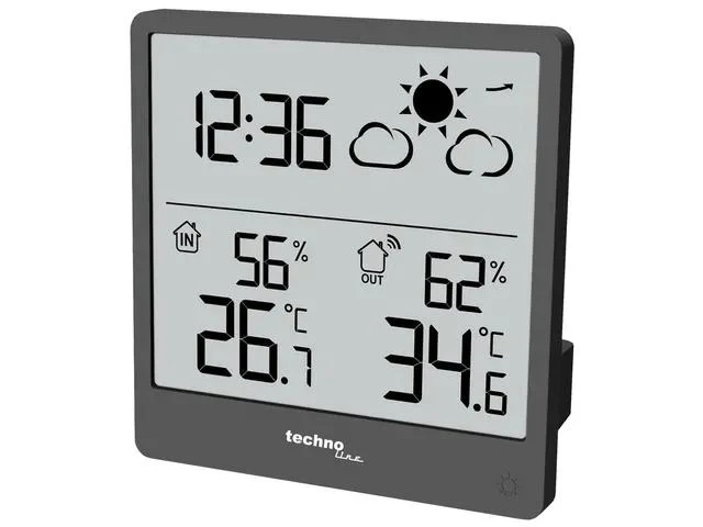 Technoline WS 9138 Wetterstation, 90x93x45 mm, schwarz, mit 1 Außensensor