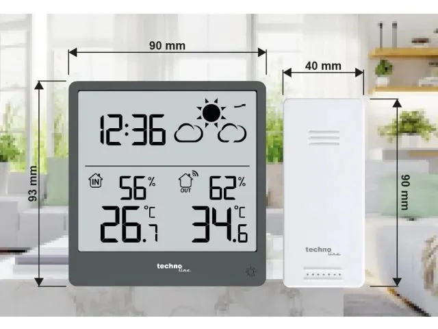 Thermometer Technoline WS 9168 85x85x21 mm weiß mit 1 Außensensor