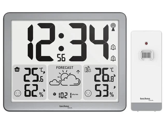 Technoline WS 6780 Wetterstation, 173x140x27mm, silber, mit 1 Außensensor