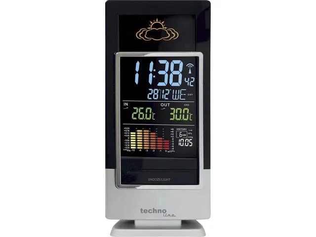 Wetterstation Technoline WS 6520 173x140x27mm schwarz/silber mit 1 Außen