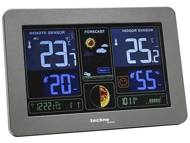 Technoline WS 6458 Wetterstation, 83x152x36 mm, schwarz, mit 1 Außensensor