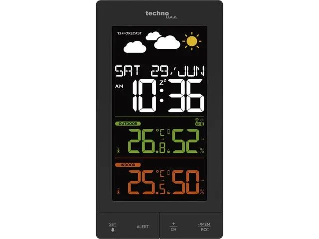 Technoline WS 6458 Wetterstation, 83x152x36 mm, schwarz, mit 1 Außensensor