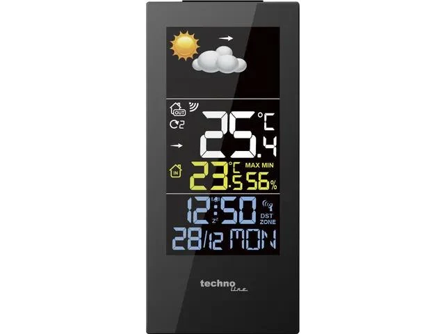 Technoline WS 6446 Wetterstation 85x185x65mm schwarz mit 1 Außensensor 30