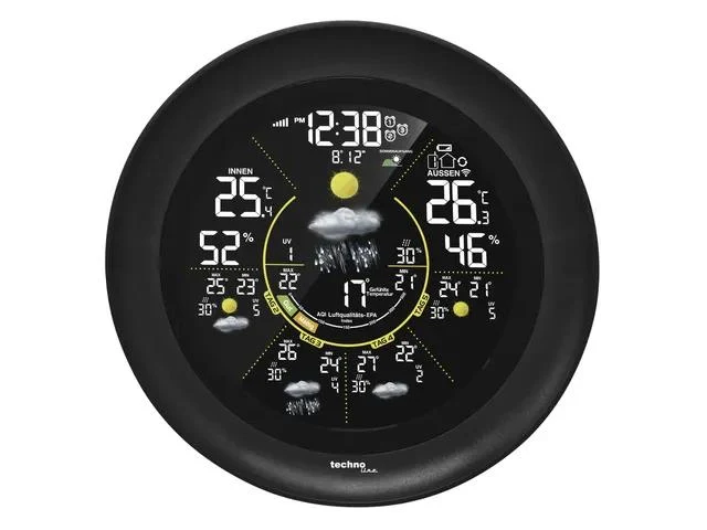 Technoline WD 3040 Wetterstation, 156x156x33mm, schwarz, mit 1 Außensensor