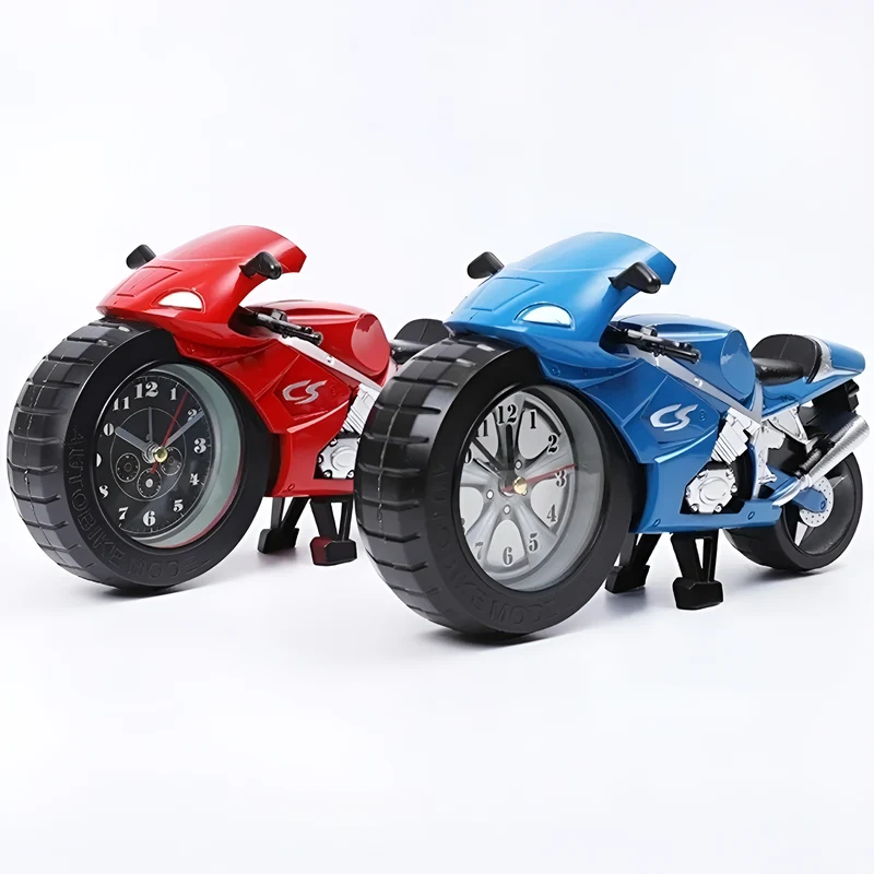 Motorfiets Wekker met Groot Wijzerplaat Kinderklok Sportmotor Design Decoratief Alarm Tijdsmeting Stoer | Sansoti