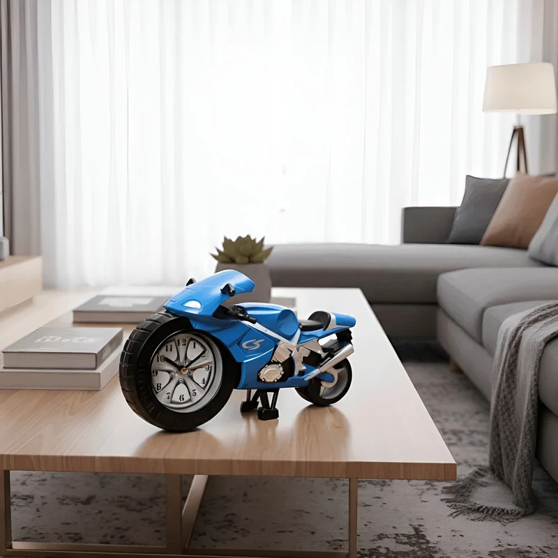 Motorfiets Wekker met Groot Wijzerplaat Kinderklok Sportmotor Design Decoratief Alarm Tijdsmeting Stoer | Sansoti