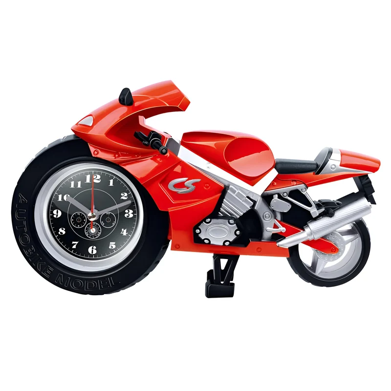 Motorfiets Wekker met Groot Wijzerplaat Kinderklok Sportmotor Design Decoratief Alarm Tijdsmeting Stoer | Sansoti