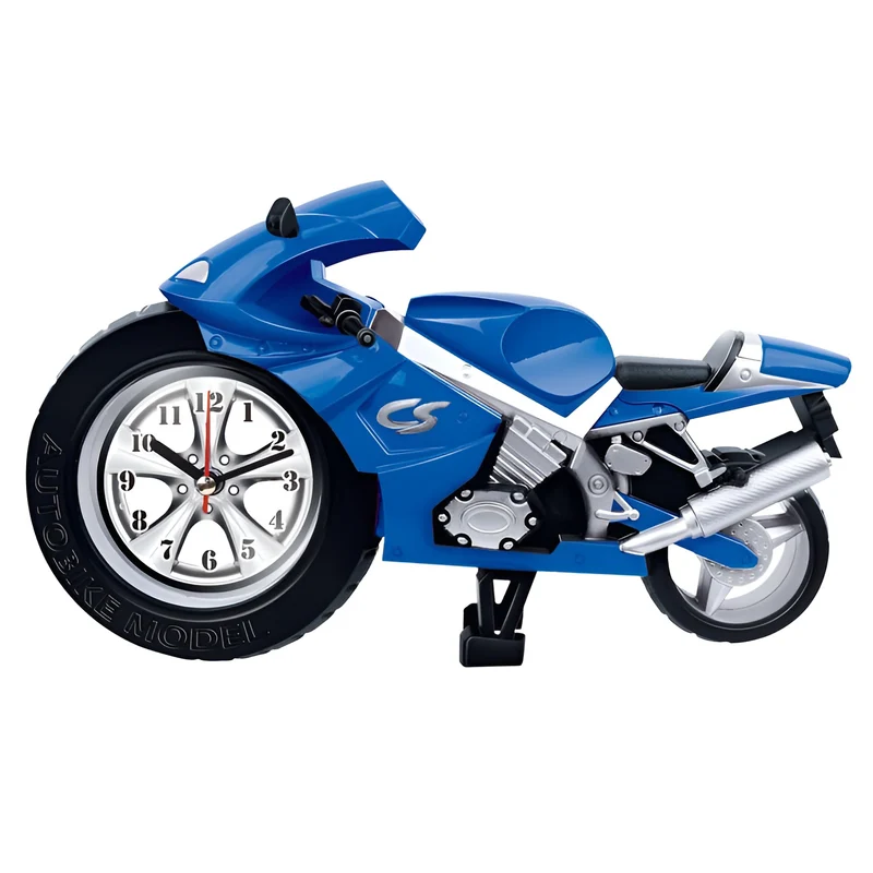 Motorfiets Wekker met Groot Wijzerplaat Kinderklok Sportmotor Design Decoratief Alarm Tijdsmeting Stoer | Sansoti